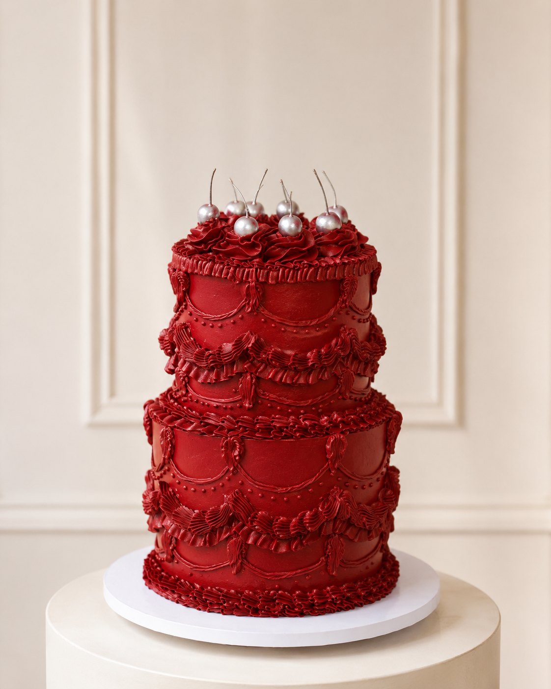 Vintage-inspired cake with piped buttercream and classic details